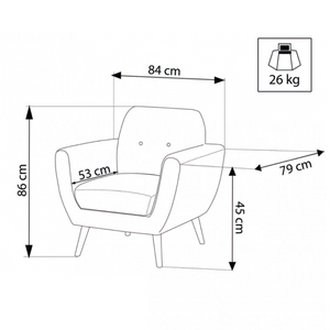 Poltrona in tessuto grigio chiaro design moderno gambe in polipropilene effetto legno - Burto