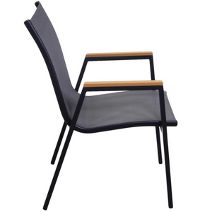 Poltrona da esterno in alluminio antracite con braccioli seduta in texitilene - Idah