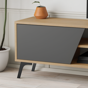 Mobile Porta Tv design moderno in legno con gambe in metallo Rovere e Antracite - Fiona