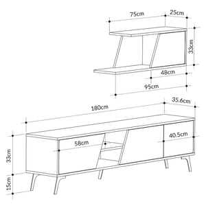 Mobile Porta Tv design moderno in legno con gambe in metallo Rovere e Antracite - Fiona