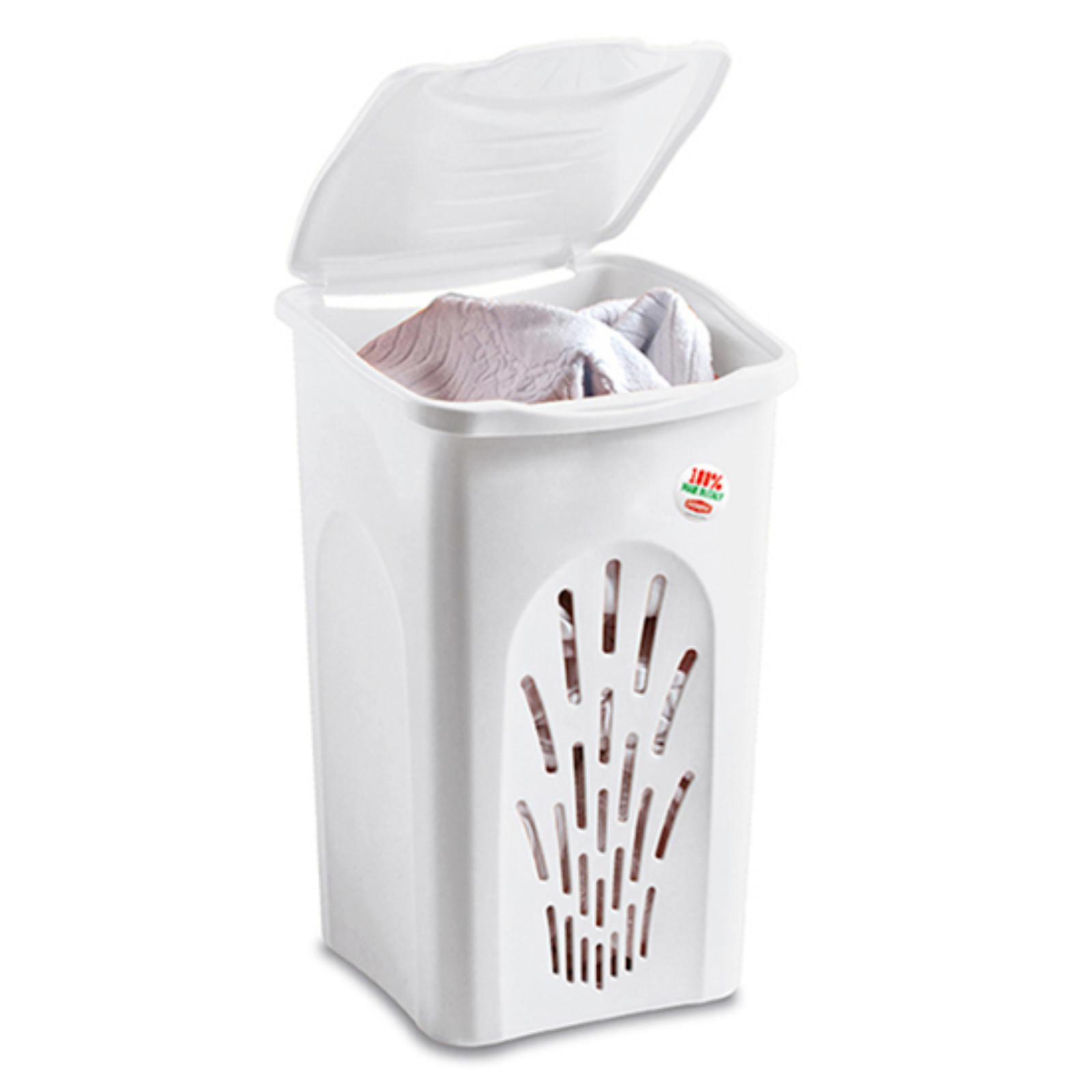 Portabiancheria salvaspazio in plastica "Trafora" 50 litri con finitura traforata design moderno