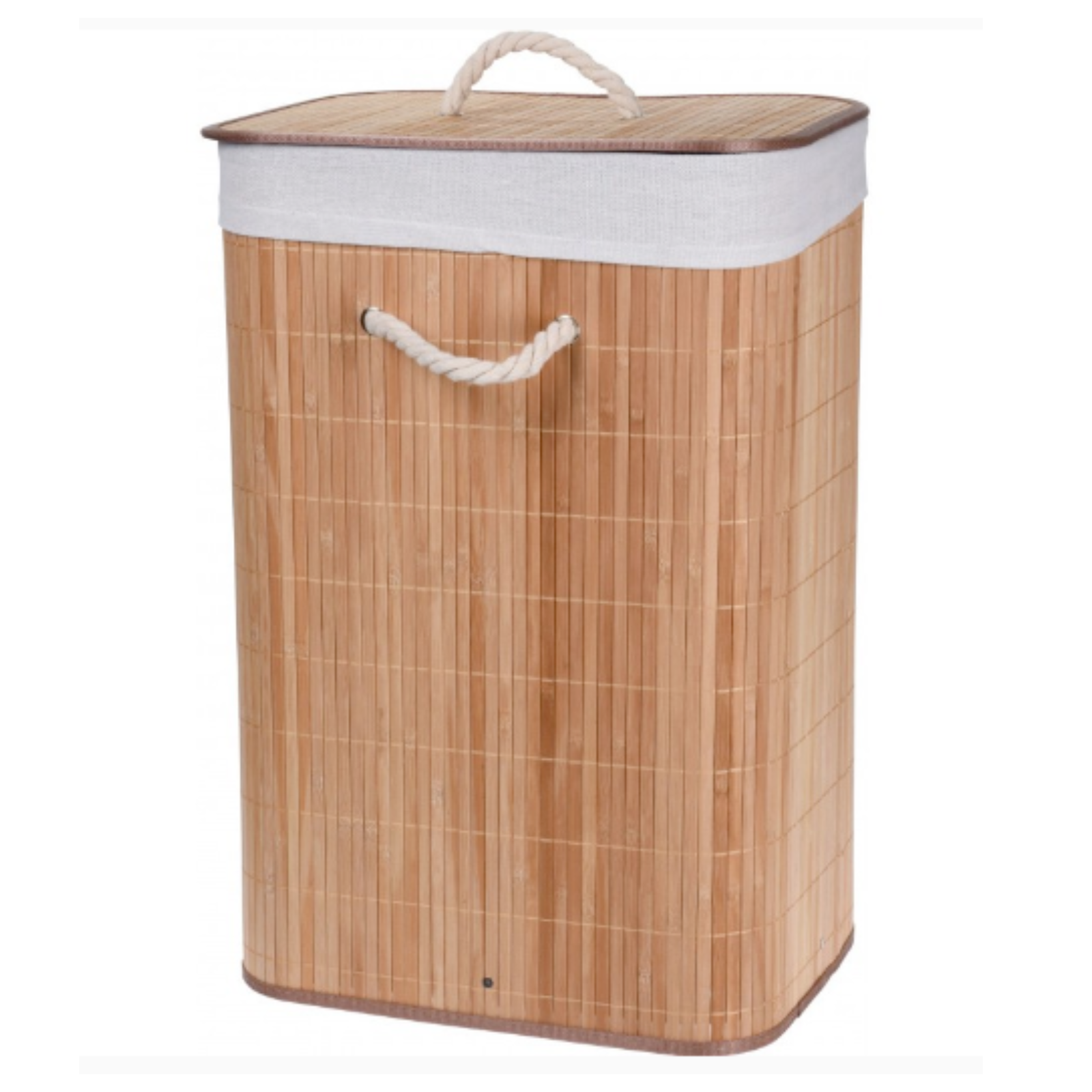 Portabiancheria salvaspazio pieghevole "Laundry" design moderno in bambù con coperchio