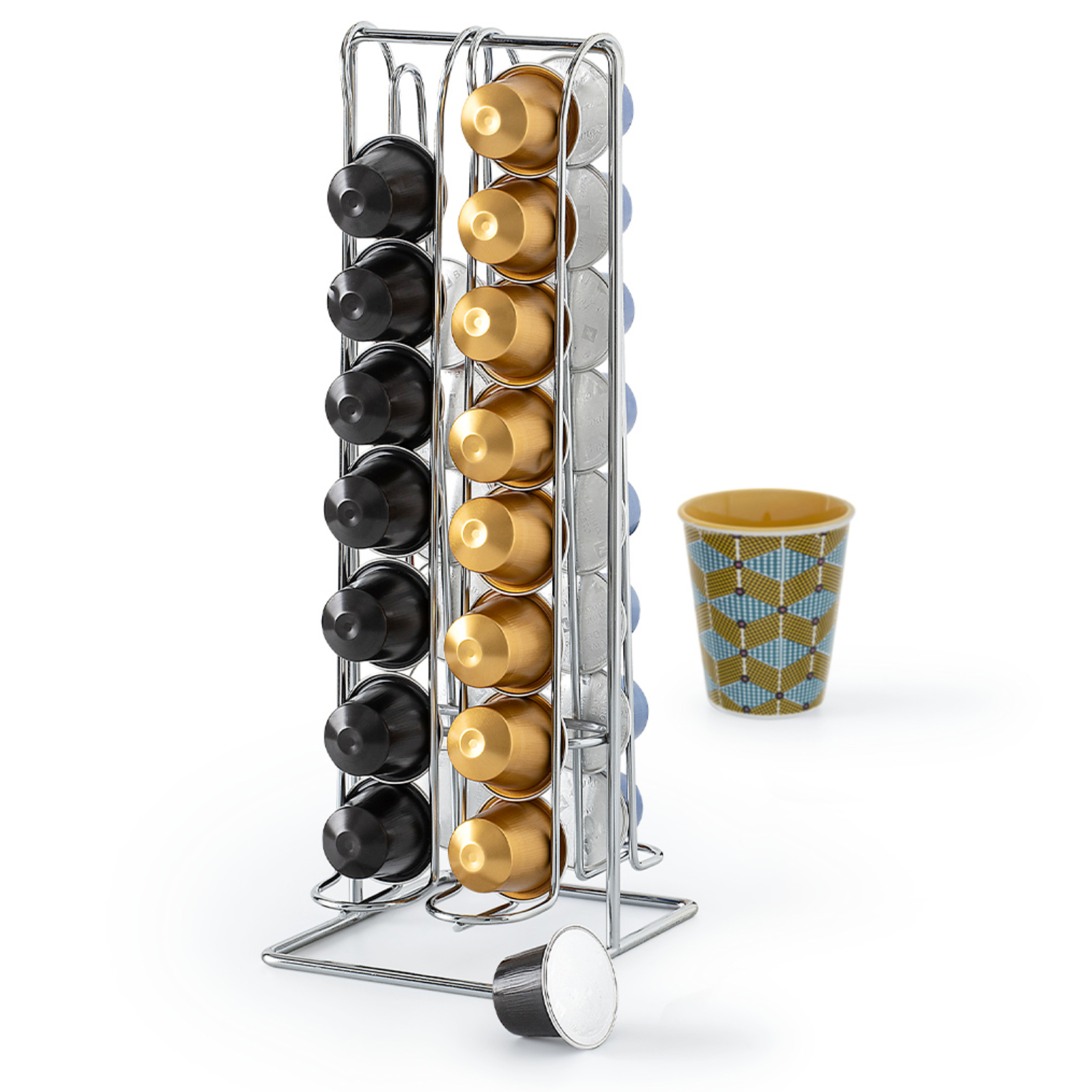 Portacapsule Organizer da cucina struttura in metallo 32 capsule - Nami