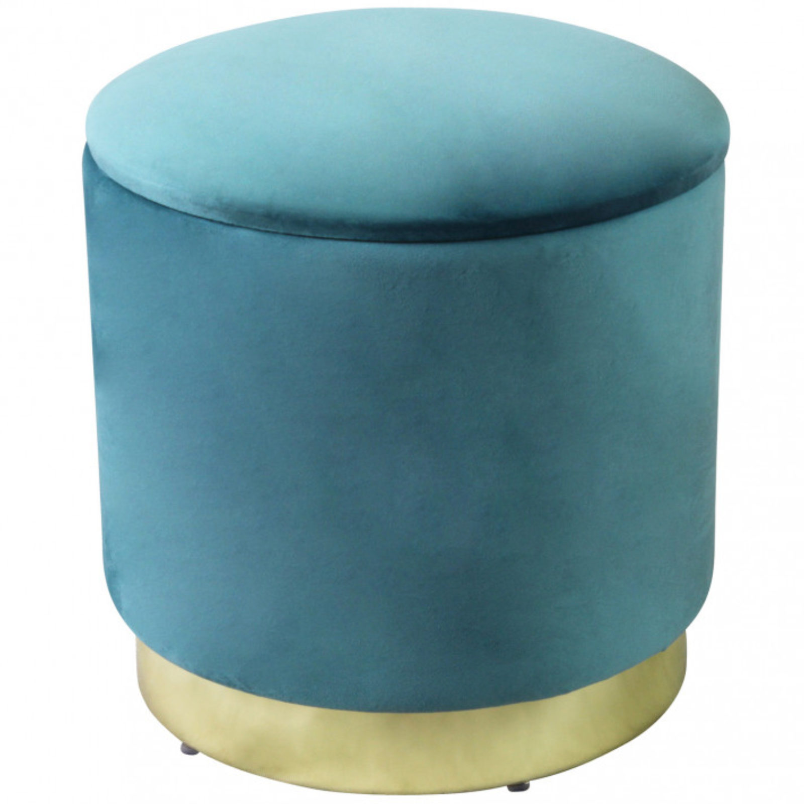 Pouf contenitore rotondo in velluto blu petrolio Ø 37 x 40 h