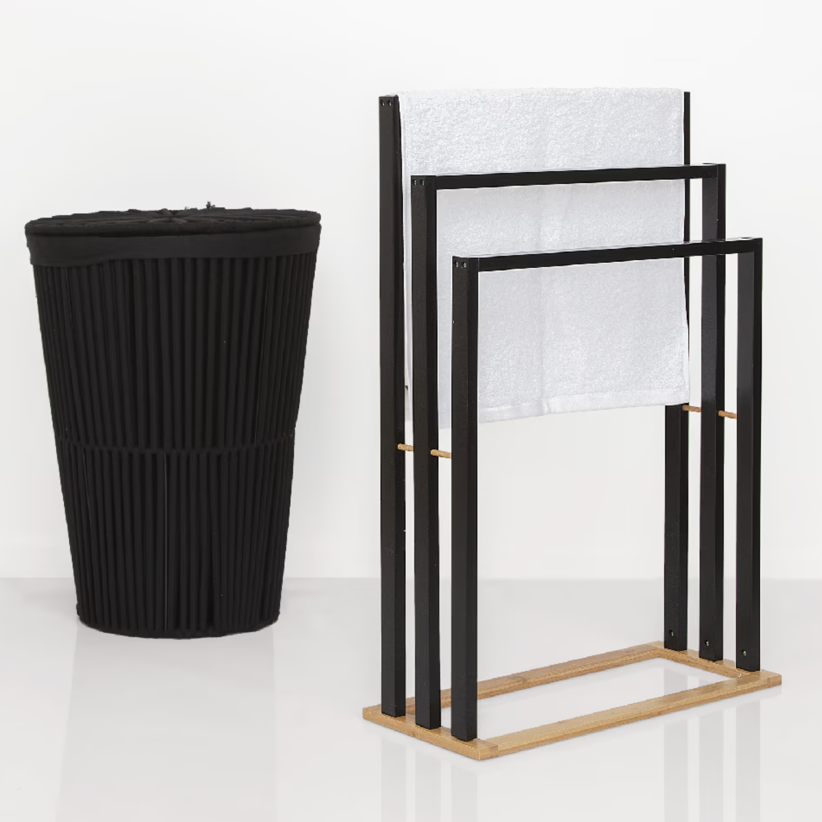 Porta asciugamano da terra in bambù design moderno - Nature