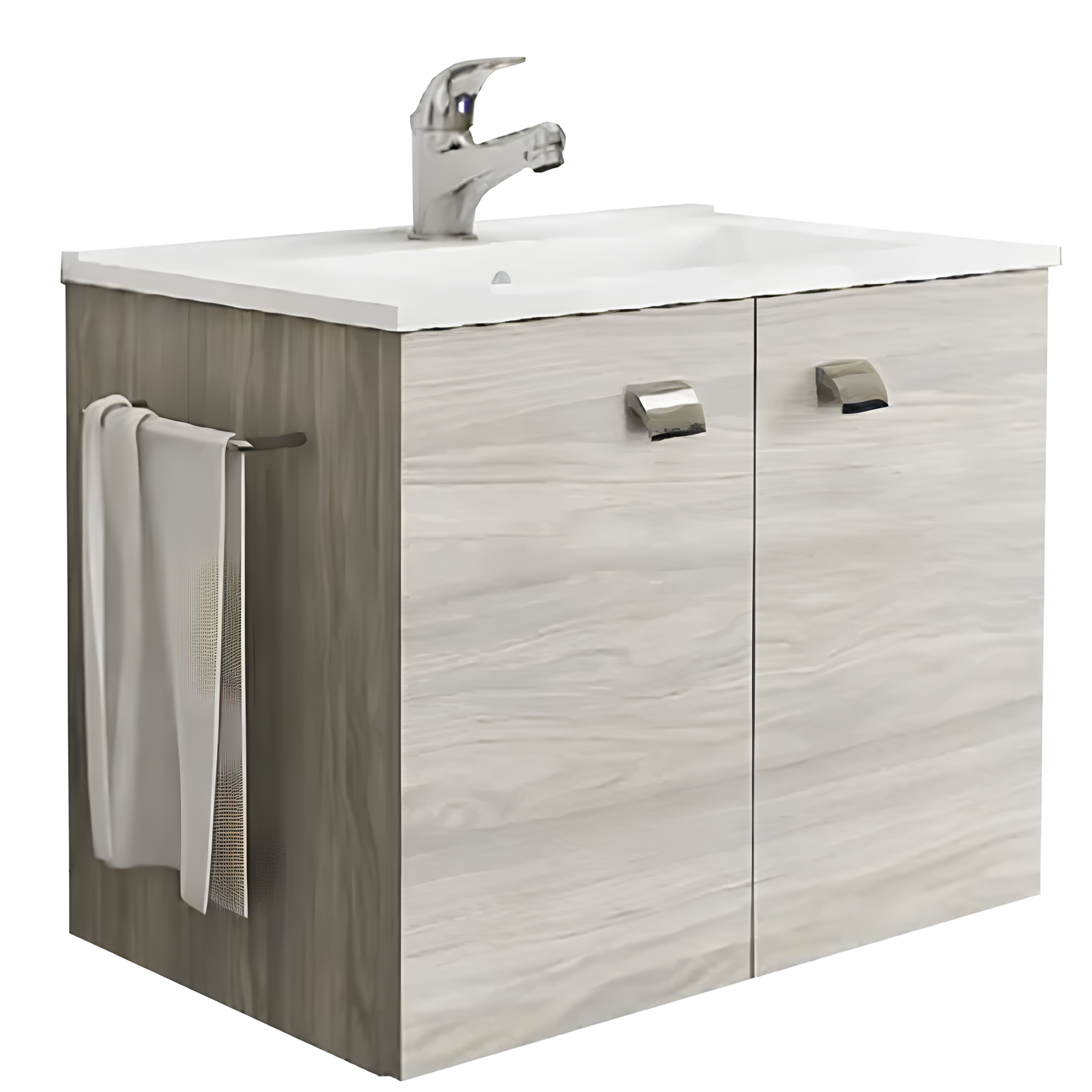 Mobile da bagno sospeso 60 cm in legno con ante e lavabo - Aureo