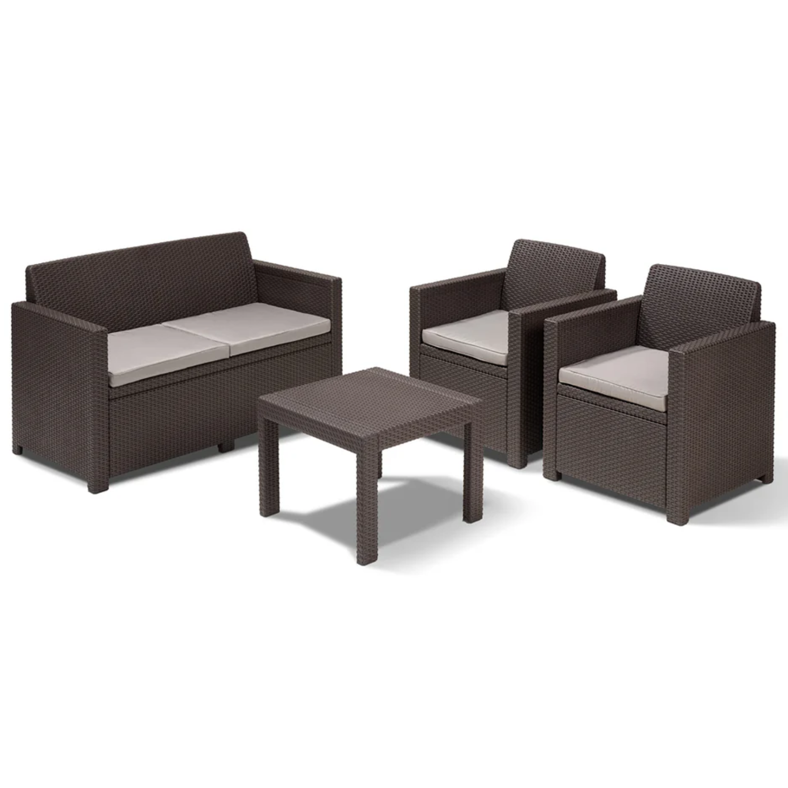 Set da giardino in resina effetto polirattan 4 posti - Alaba