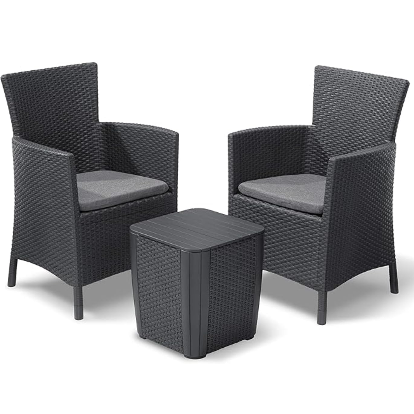 Set da giardino in resina effetto polirattan 2 posti graphite - Iow