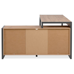 Scrivania angolare da ufficio o cameretta in legno color quercia con profili antracite