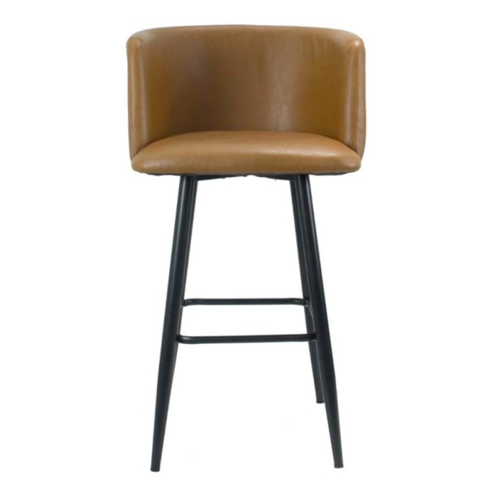 Sgabello alto con seduta imbottita in ecopelle da bar o cucina color tortora con gambe nero opaco