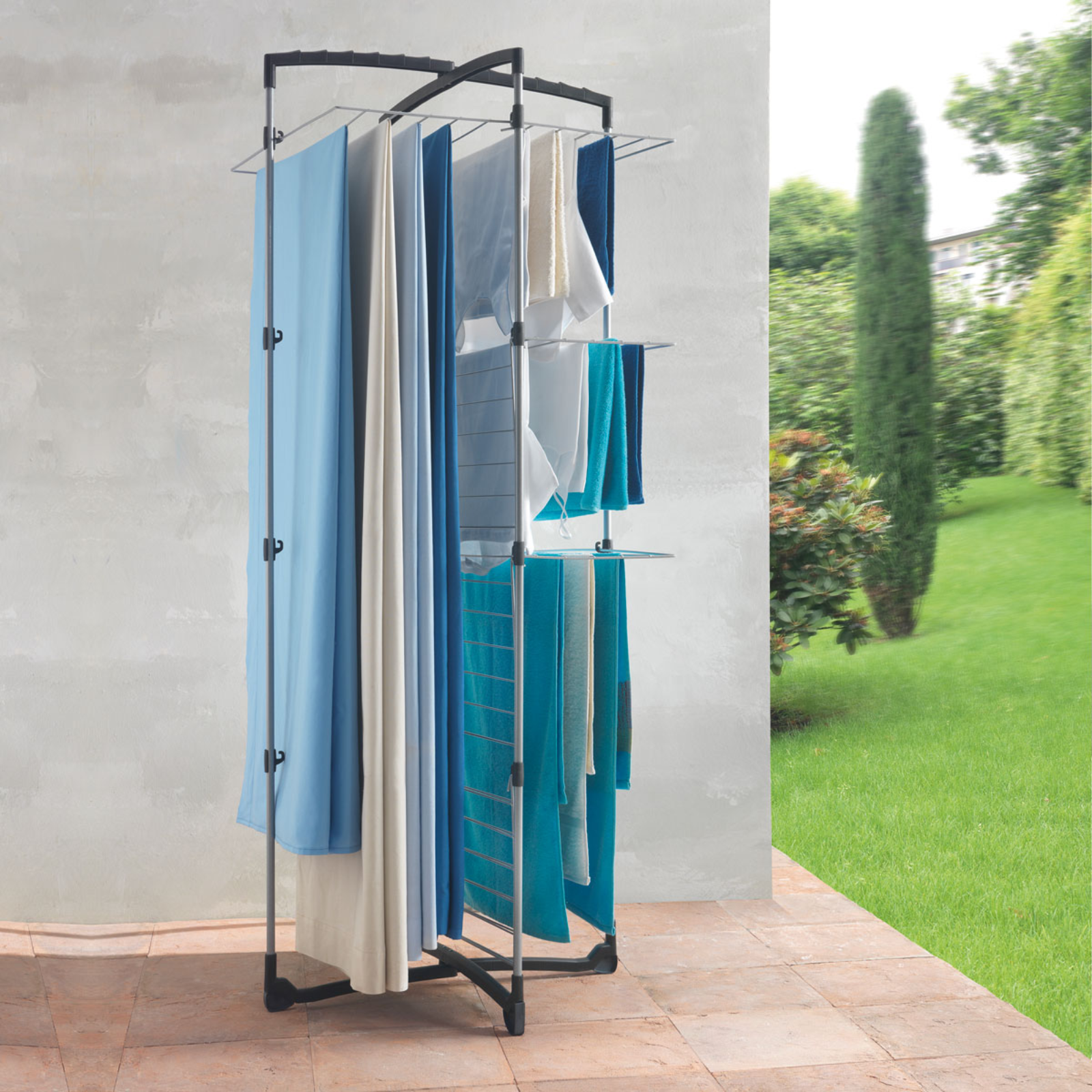 Stendibiancheria verticale 4 piani salvaspazio pieghevole in acciaio stenditura 33 metri - Fortino