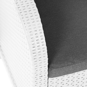 Salottino da esterno bianco 4 posti con cuscini in resina antiurto finitura polirattan - Rosali