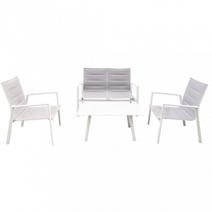 Salottino da giardino 4 posti in alluminio seduta schienale in texitilene - Matino