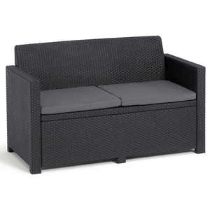 Salottino da giardino o esterno in resina antiurto con finitura polirattan 4 posti con tavolino antracite