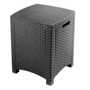 Salottino da esterno in resina con finitura polirattan da 4 posti con tavolino contenitore