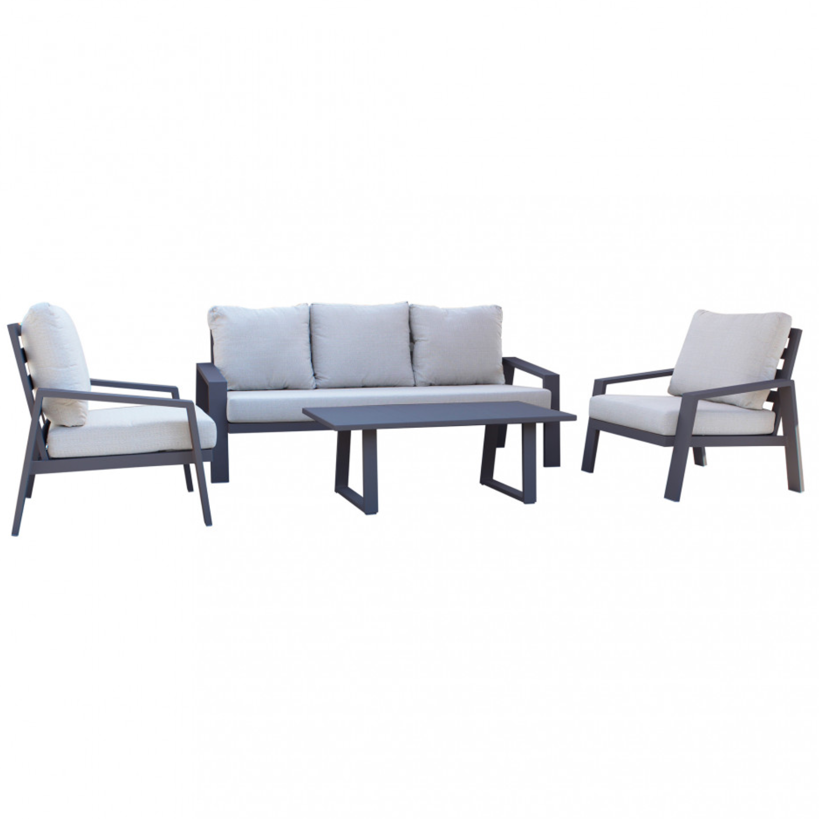 Set relax 5 posti in alluminio antracite con cuscini imbottiti - Santa cruz