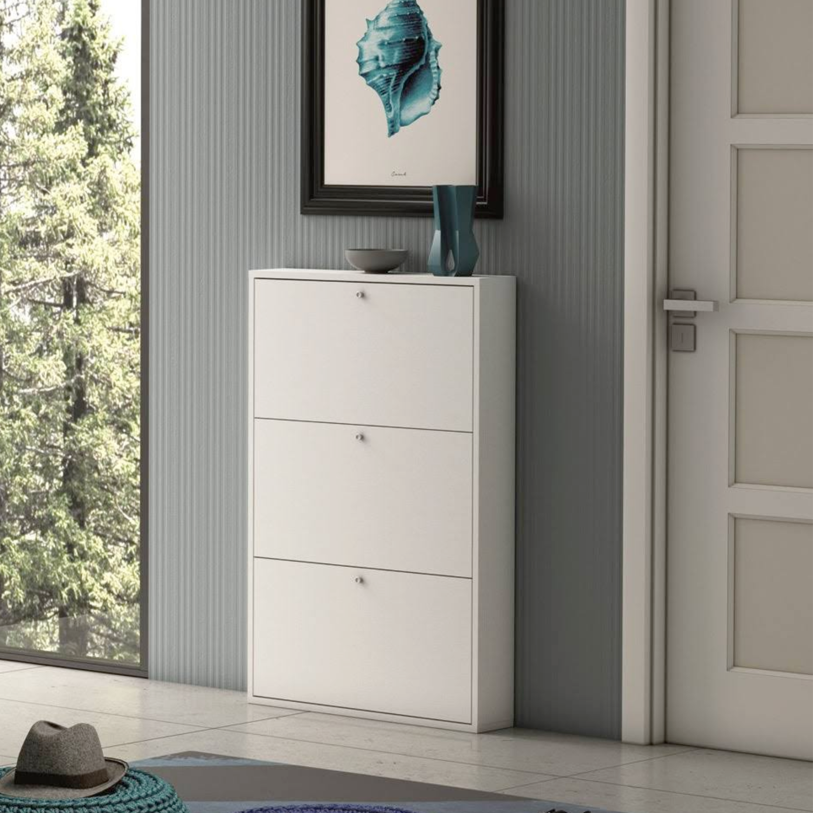 Scarpiera in legno "Martina" con 3 ante a ribalta salvaspazio design moderno