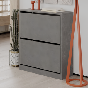 Scarpiera con 2 ante in legno color grigio design moderno con retro aperto - Missi
