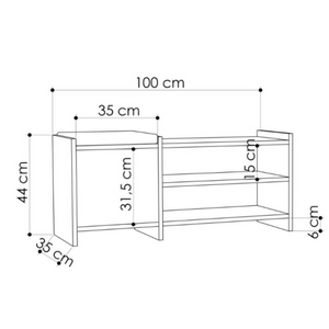 Scarpiera con panca "Sunno" bianco 1 anta 3 ripiani e cuscino imbottito