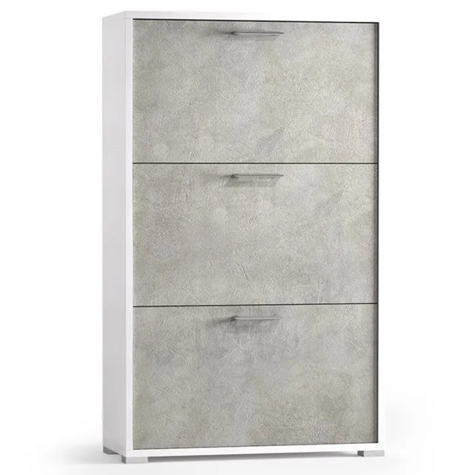 Scarpiera in legno bianco e cemento 3 ante a ribalta design moderno - Solam