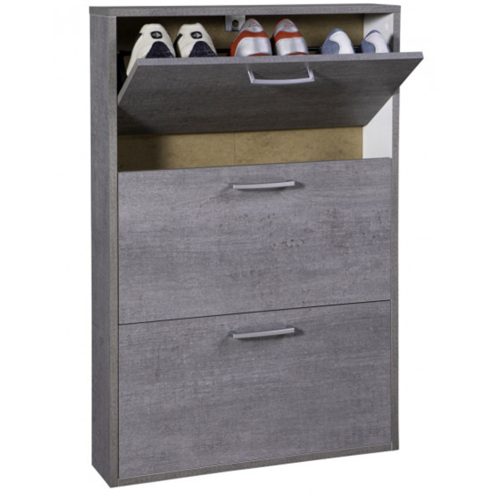 Scarpiera salvaspazio "Megar" in legno con 3 ante a ribalta singole design moderno 15x65xH100