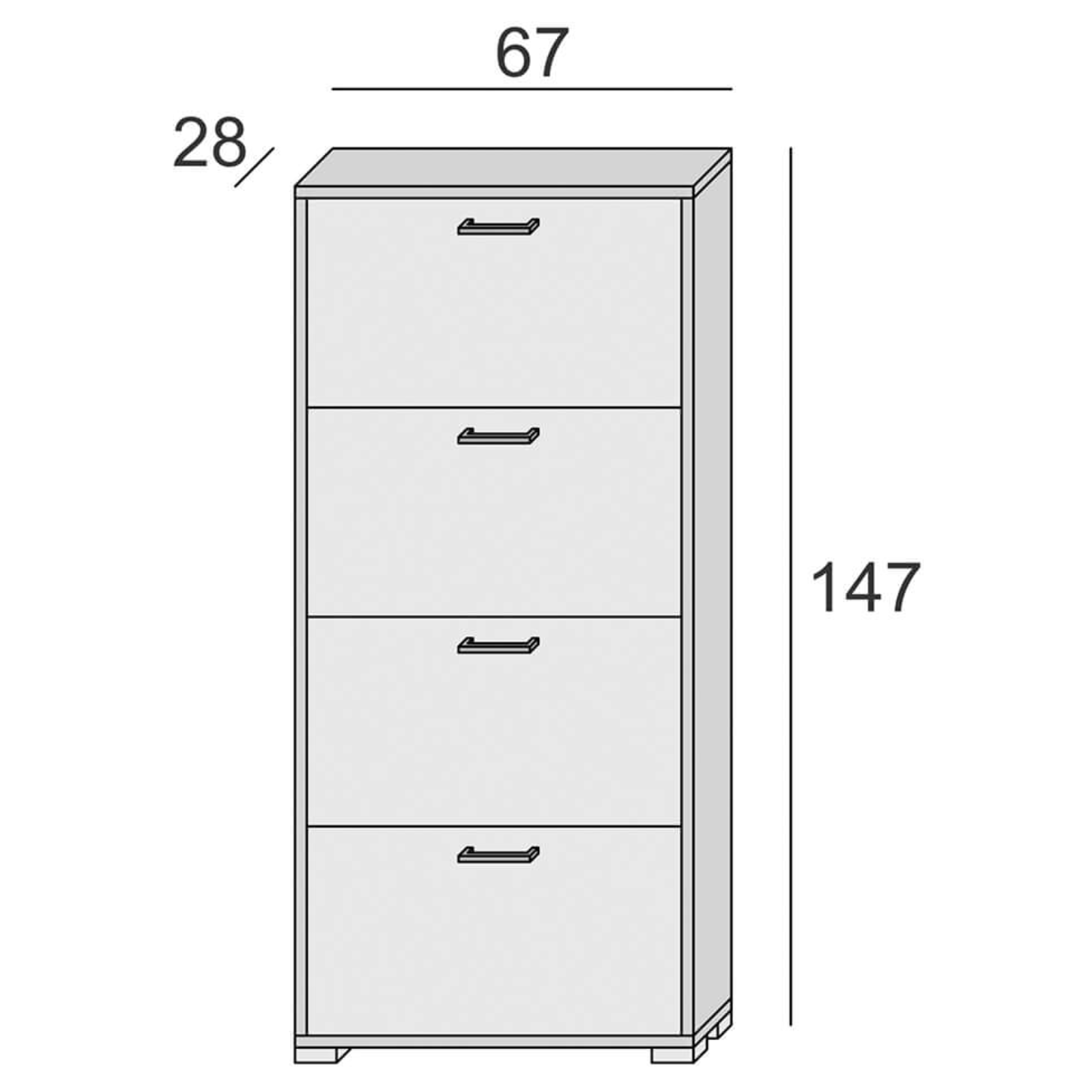 Scarpiera in legno 4 ante cemento a doppia profondità design moderno - Step Plus