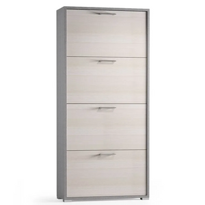 Scarpiera in legno 4 ante color larice a doppia profondità design moderno - Step Plus