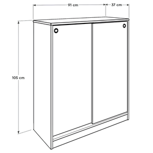 Scarpiera in legno con 4 ripiani regolabili e ante scorrevoli rovere - Ammi