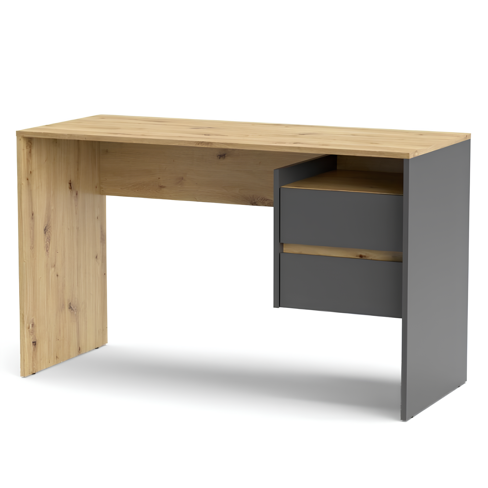 Scrivania da ufficio o cameretta con 2 cassetti design moderno color rovere e antracite - Norman