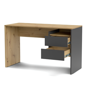 Scrivania da ufficio o cameretta con 2 cassetti design moderno color rovere e antracite - Norman