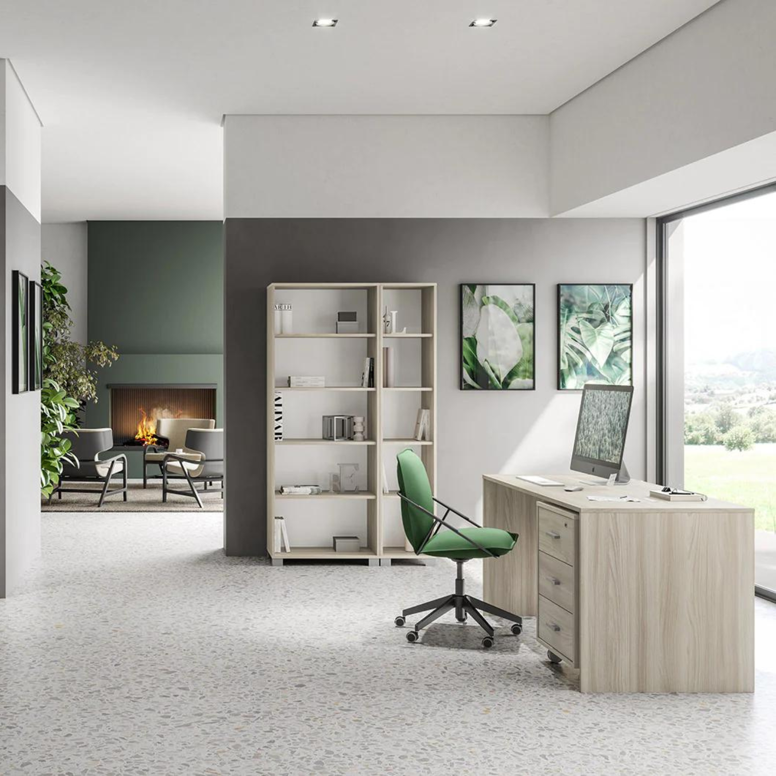 Scrivania da ufficio o cameretta "Jerome" Olmo in legno design moderno