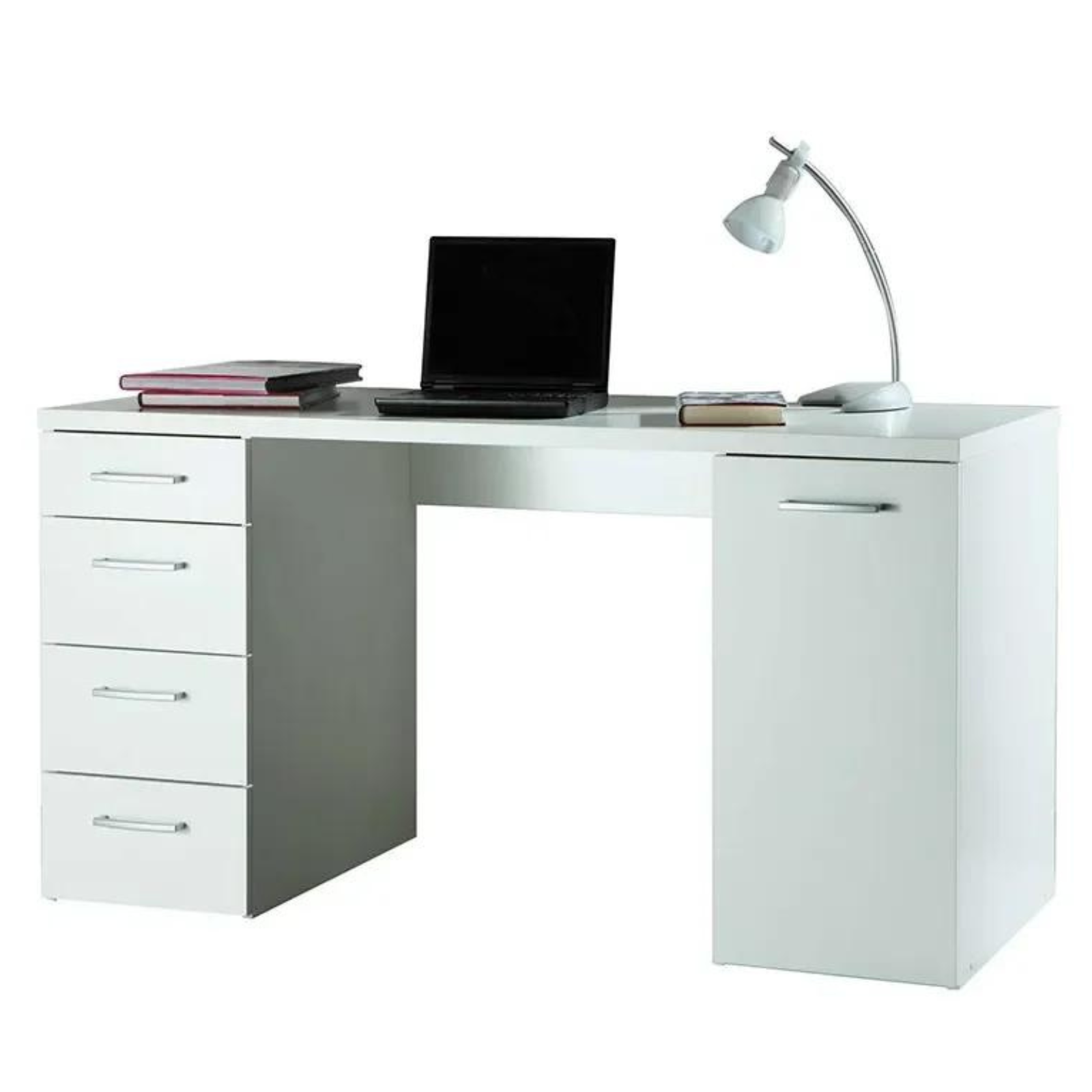 Scrivania da ufficio "Tolleson" con 4 cassetti e 1 anta design moderno effetto finitura legno