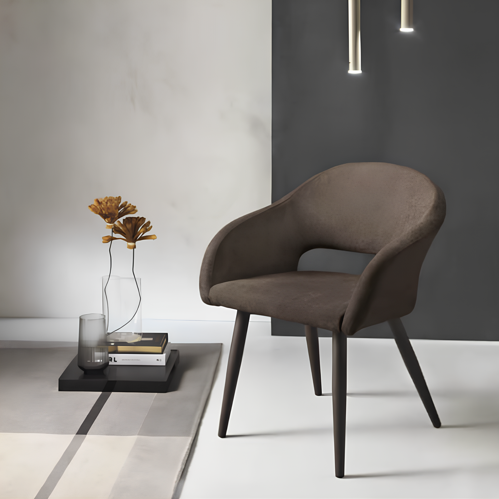 Sedia da pranzo in tessuto imbottito struttura in metallo - West