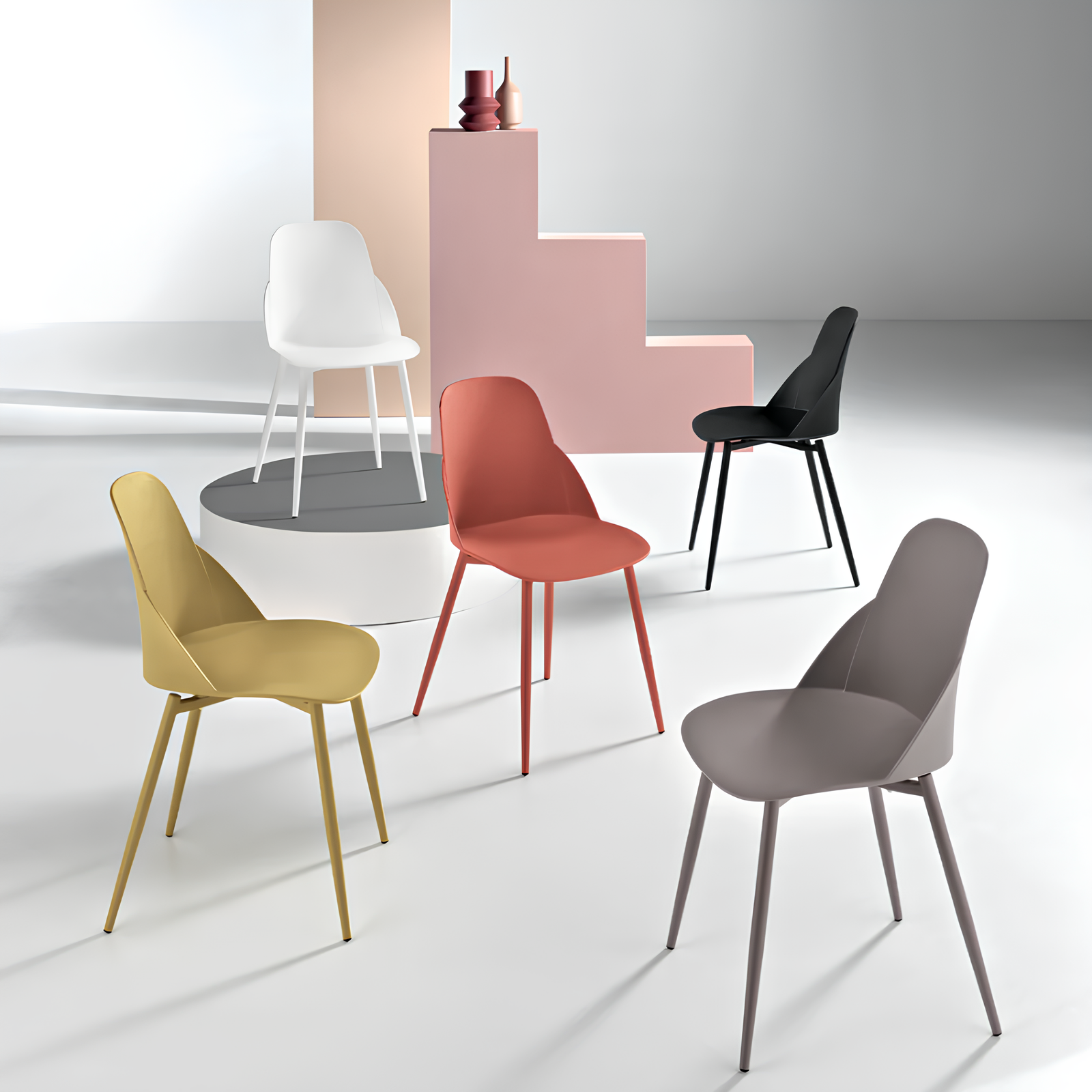 Set sedia da pranzo in polipropilene con struttura in metallo design moderno - Milla
