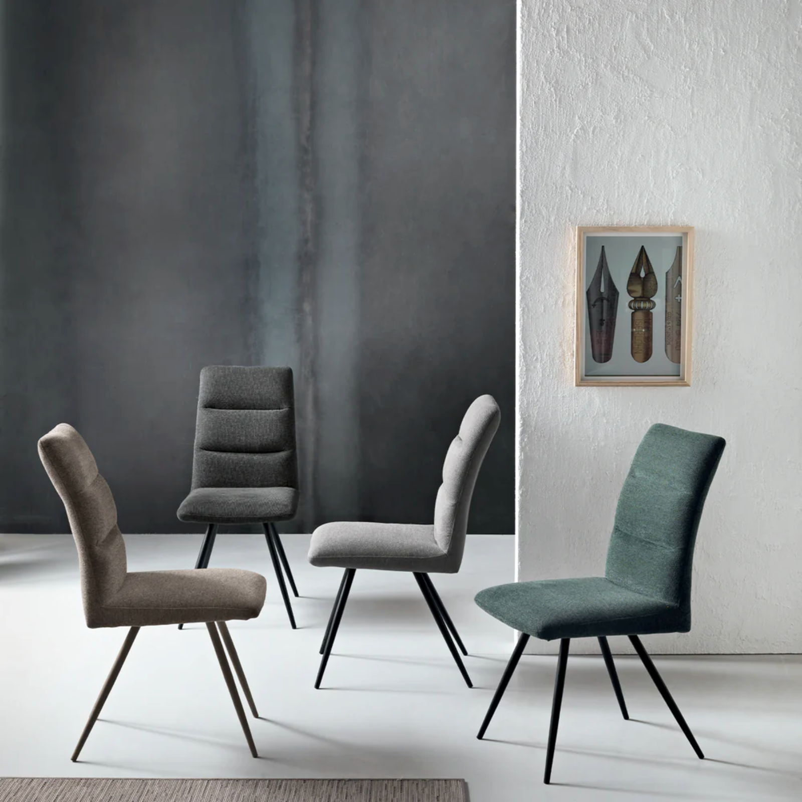 Sedia da pranzo in tessuto design moderno struttura in metallo - Solace
