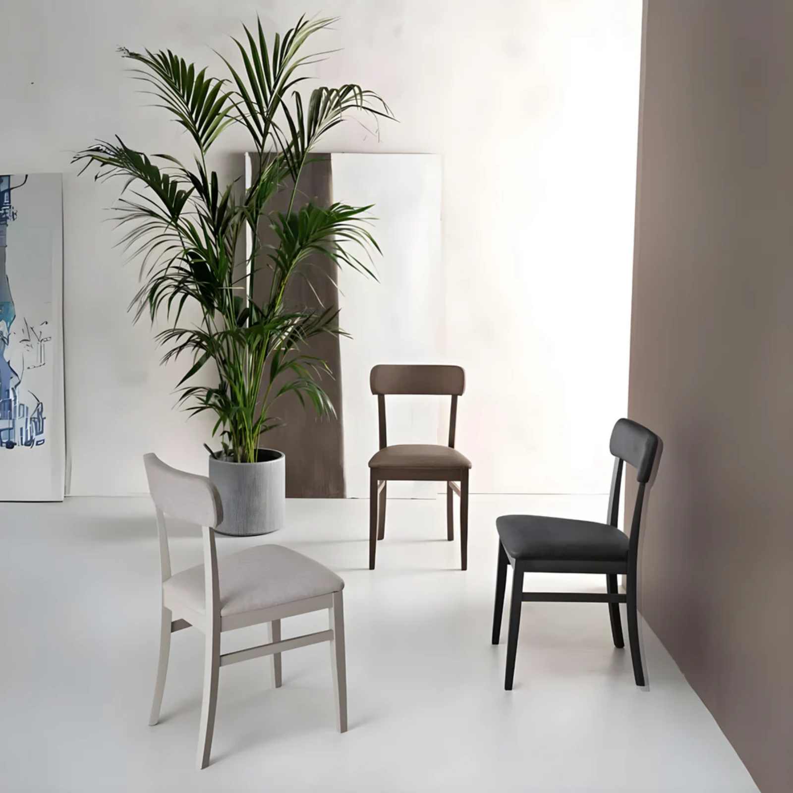 Sedia da pranzo in legno seduta imbottita in ecopelle - Nobli