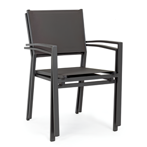 Sedia da esterno giardino impilabile struttura in metallo seduta e schienale in texitilene - Hild