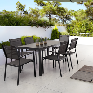 Sedia da esterno giardino impilabile struttura in metallo seduta e schienale in texitilene - Hild