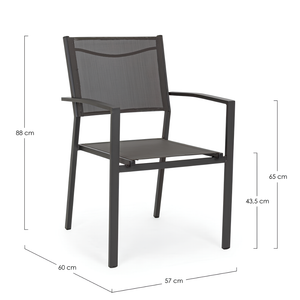 Sedia da esterno giardino impilabile struttura in metallo seduta e schienale in texitilene - Hild