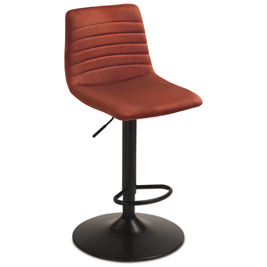Sgabello alto design moderno base in metallo e seduta rivestita in tessuto cannettato ruggine - Pura