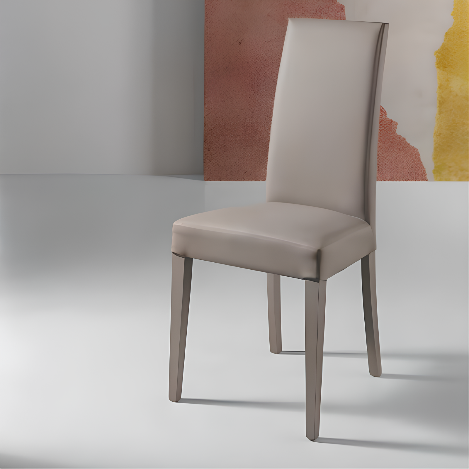 Sedia da pranzo design moderno in legno seduta in ecopelle - Kara