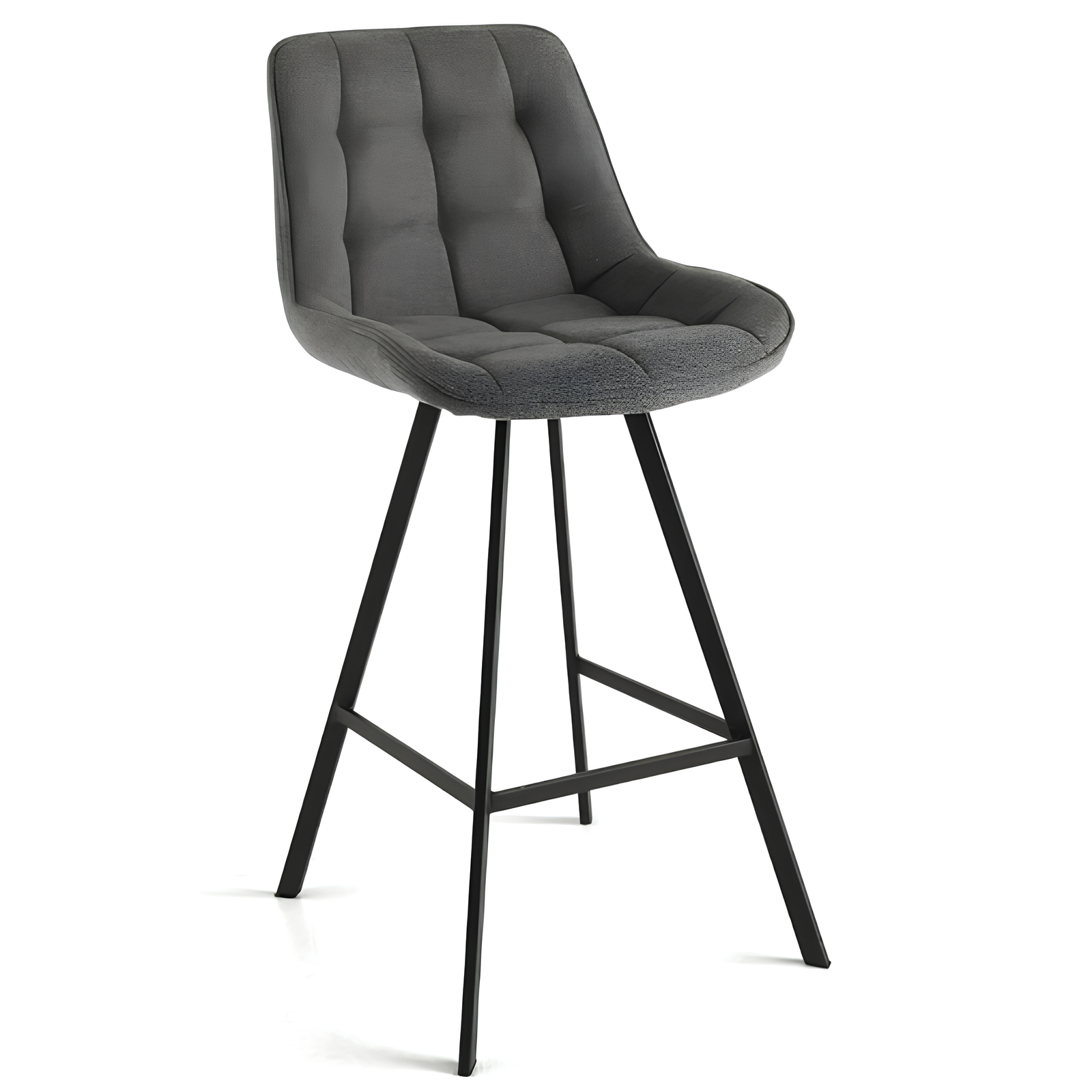 Sgabello alto design moderno struttura in metallo verniciato e seduta in tessuto imbottito grigio fumo - Armony