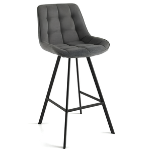 Sgabello alto design moderno struttura in metallo verniciato e seduta in tessuto imbottito grigio fumo - Armony