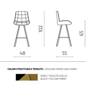 Sgabello alto design moderno struttura in metallo verniciato e seduta in tessuto imbottito - Armony