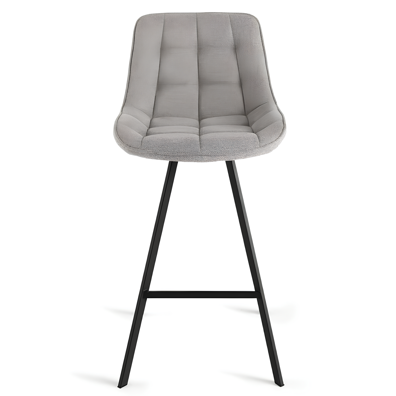 Sgabello alto design moderno struttura in metallo verniciato e seduta in tessuto imbottito grigio chiaro - Armony