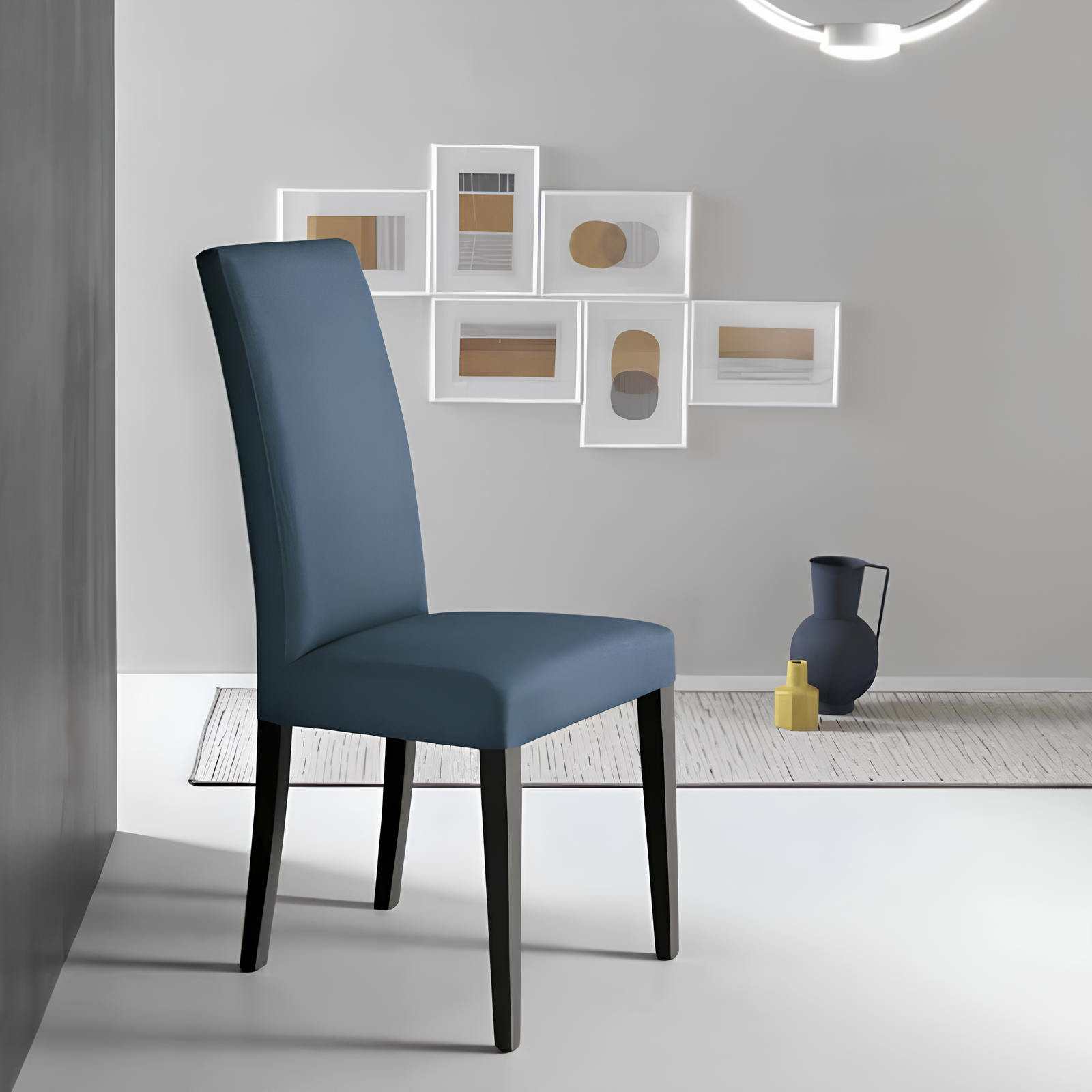 Sedia da pranzo struttura in legno verniciato seduta in tessuto - Kara