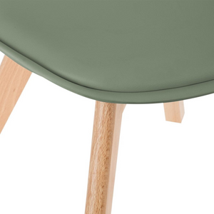 Sedia da pranzo design moderno gambe in legno e seduta in ecopelle e polipropilene - Bay