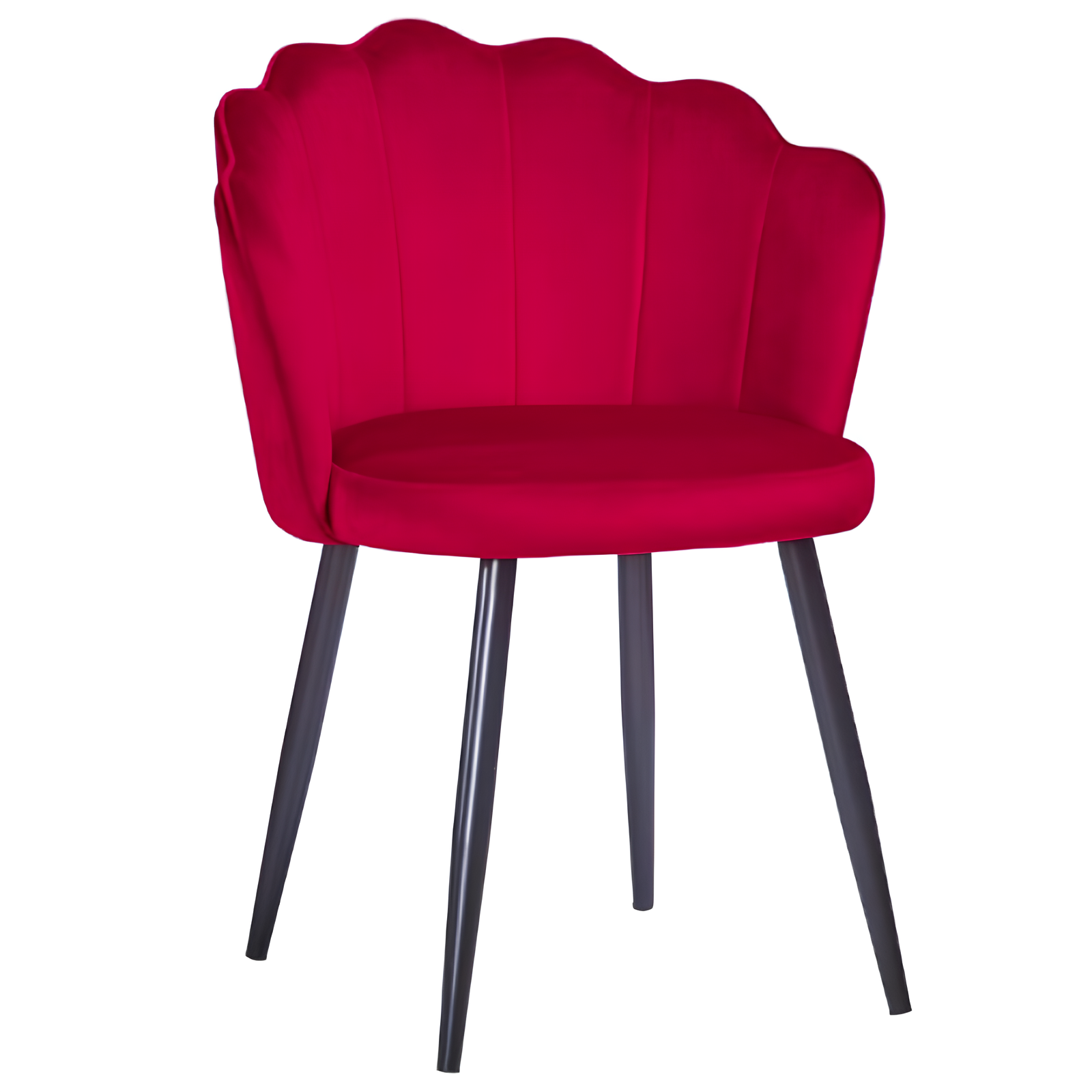 Set 4 pz Sedia da pranzo Design moderno in velluto rosso con gambe in metallo nero - Omni