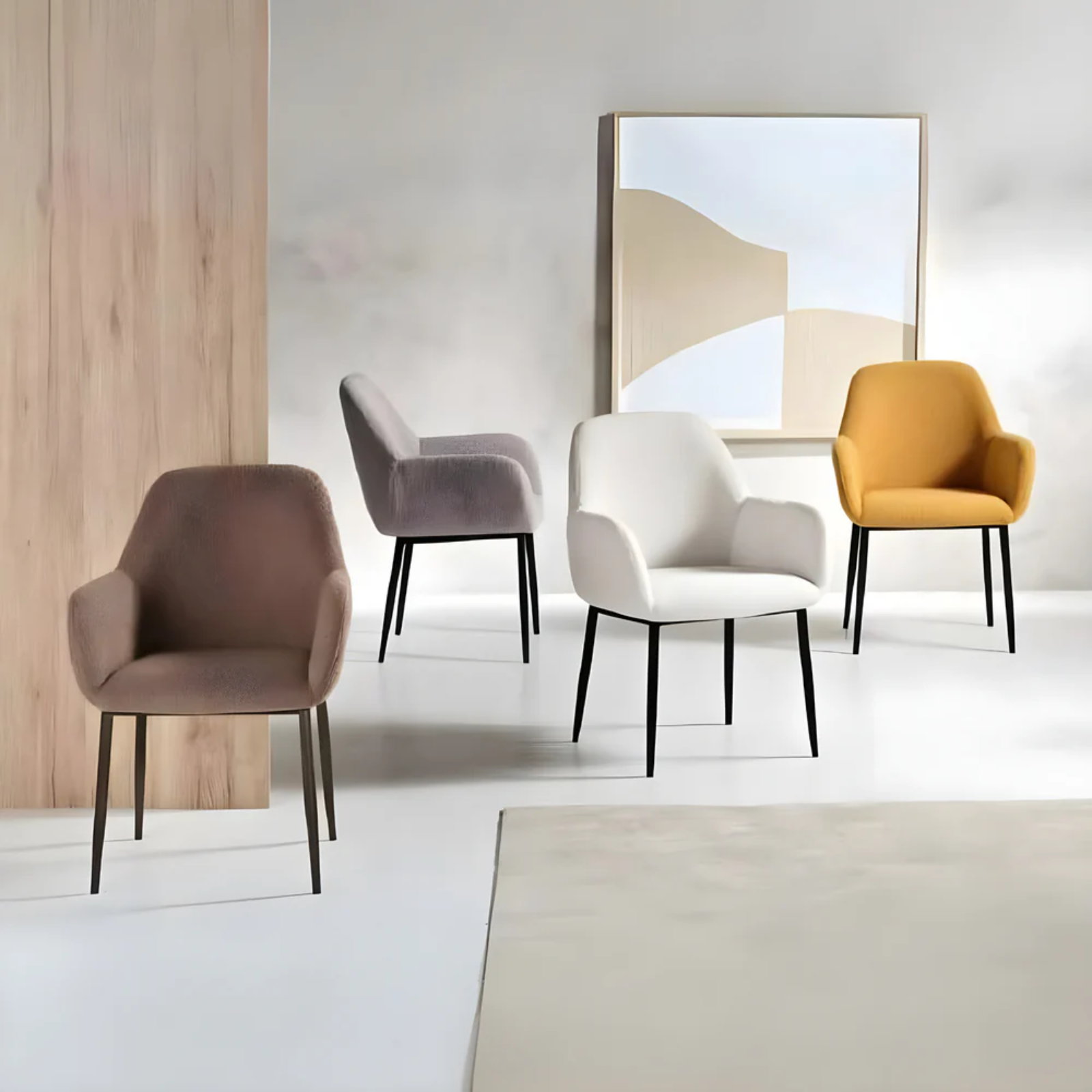 Sedia design moderno in tessuto bouclè struttura in metallo - Lady