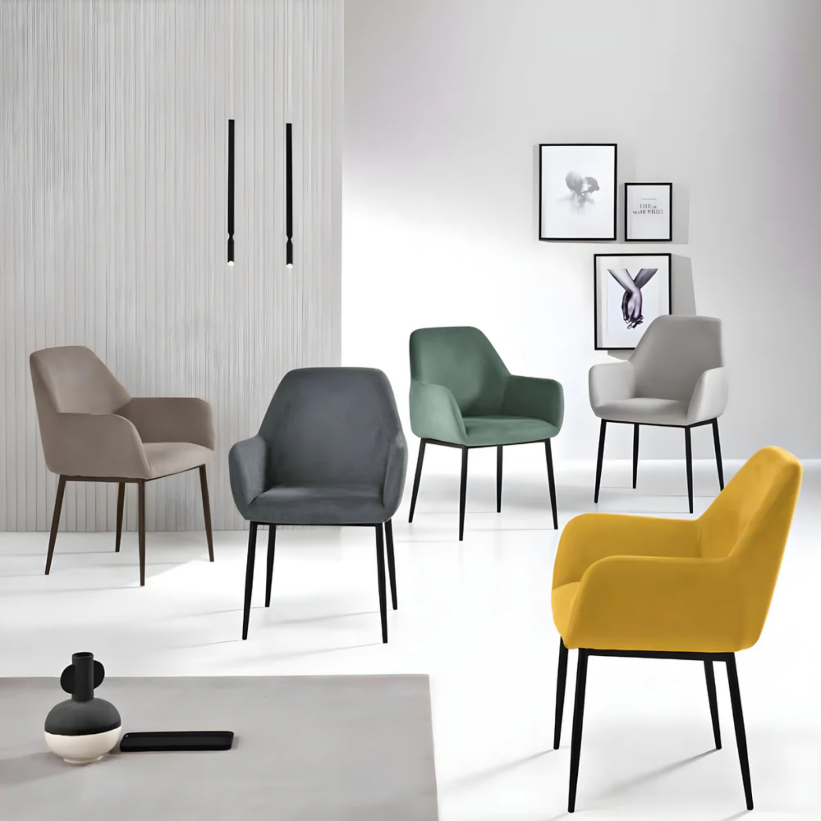 Sedia design moderno imbottita in tessuto con struttura in metallo - Elodì